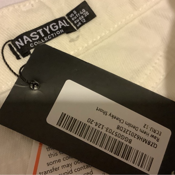 New Nasty Gal Raw Hem Denim Cheeky Shorts - Picture 3 of 6